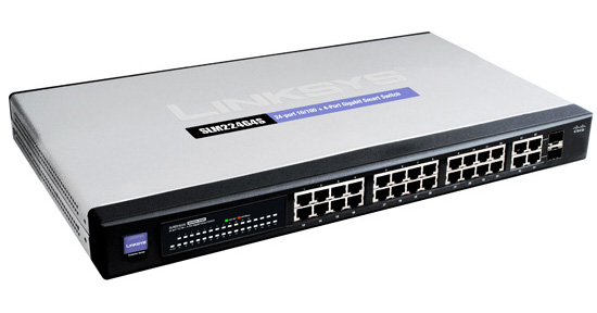 LINKSYS SLM224G4S 24-PORT 10/100 4-PORT GIGABIT STACKABLE SMART SWITCH